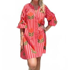 NEW BINDU grace tunic dress in pink tulip